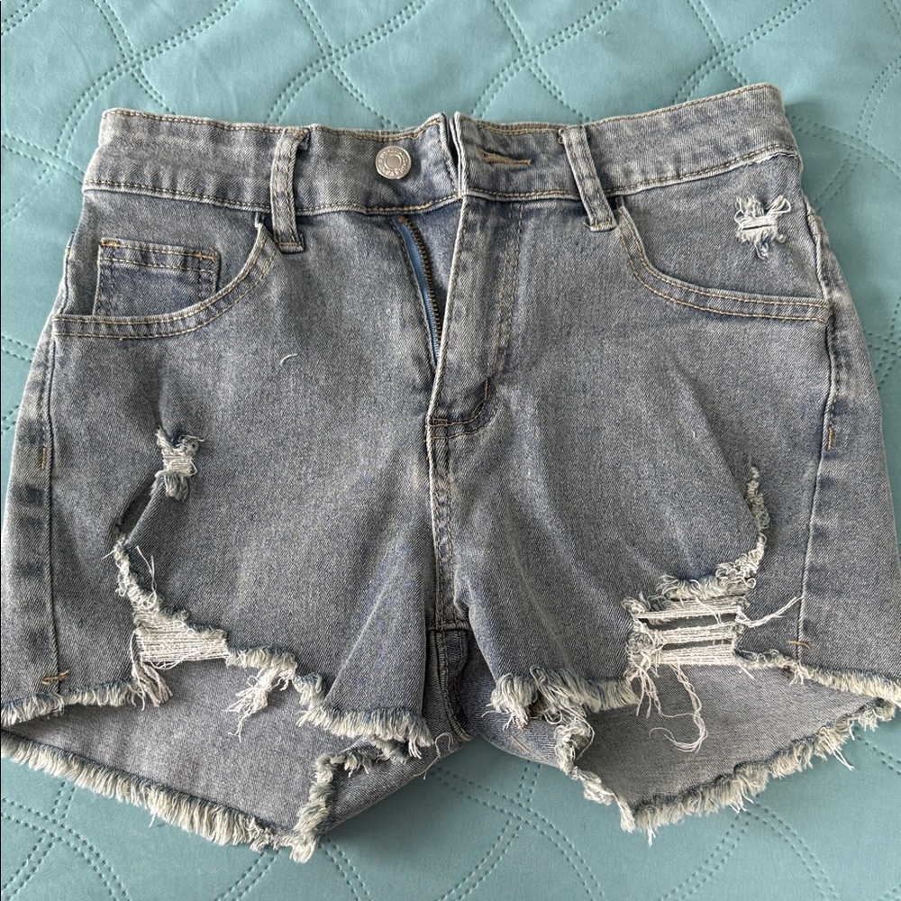 SHEIN Frayed Hem Gray Jean Shorts